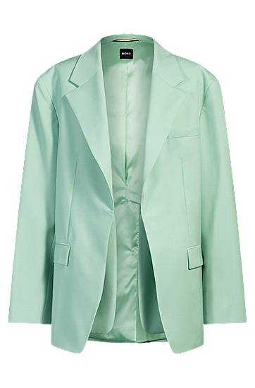 Jakke BOSS Oversized Virgin Wool Blazer Grøn | 50537387, 0