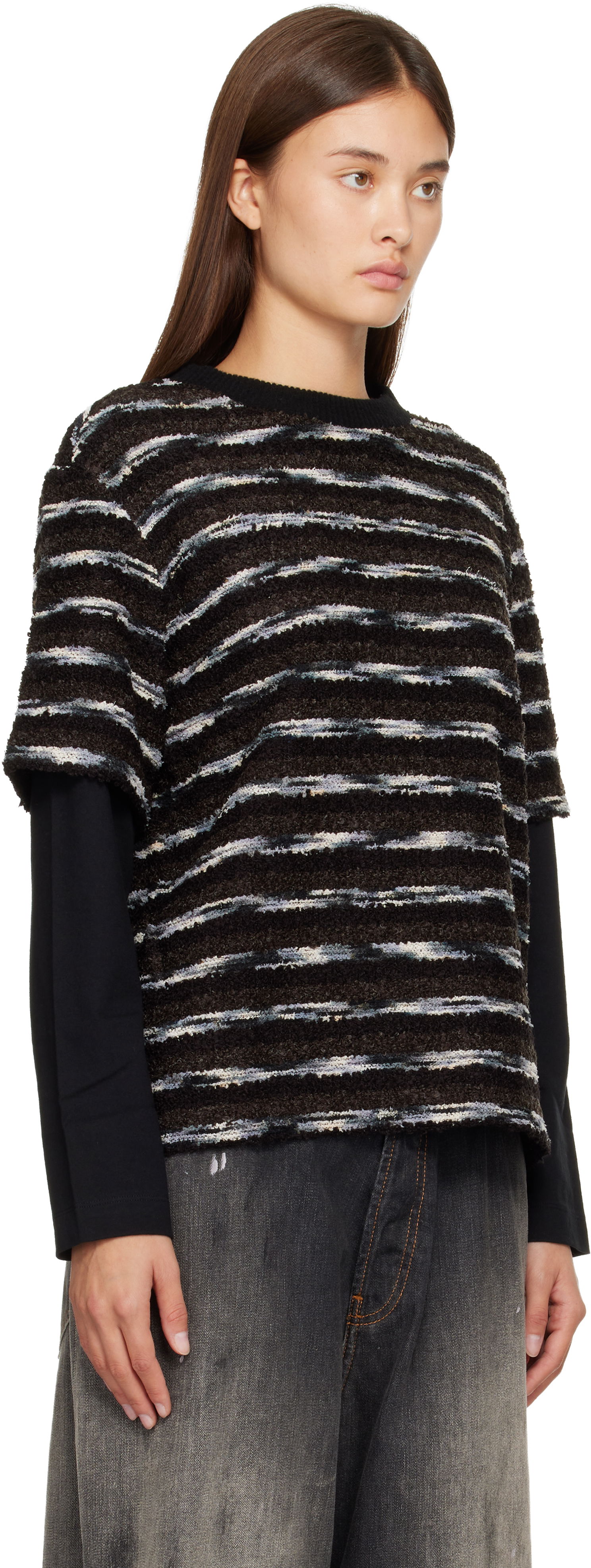 Sweater Andersson Bell Textured Striped Short-Sleeve Layered Sweater Flerfarvet | atb1373u, 1
