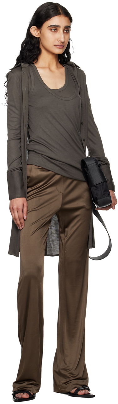 Bukser Helmut Lang Helmut Lang Car Satin Trousers Brun | O02HW205, 3