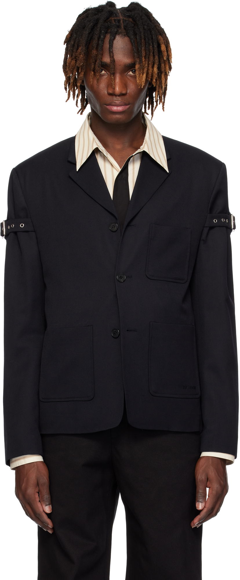 Jakke We11done We11done Belted Blazer Sort | WD-JK0-25-006-U-NV