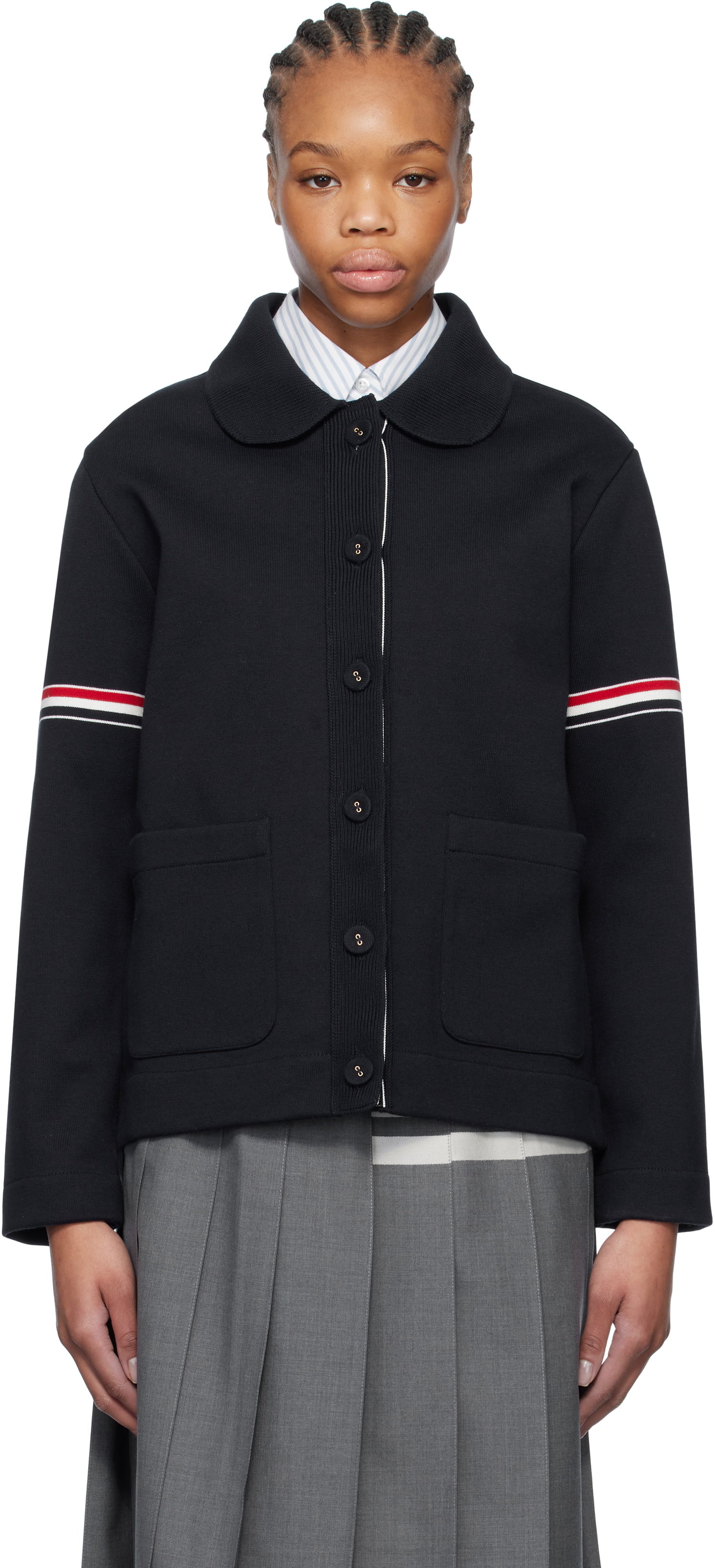 Sweater Thom Browne Thom Browne Cotton Loopback Work Jacket Mørkeblå | FKJ113A-Y3004, 0