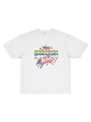 T-shirt Balenciaga 90/10 Large Fit Vintage T-Shirt Hvid | 641655TMVH39012