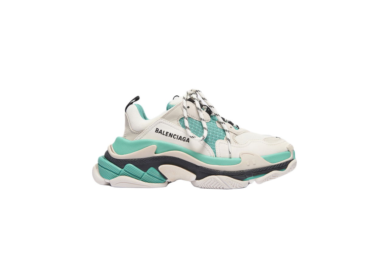 Sneakers og sko Balenciaga Balencaiga Triple S White Grey Turquoise W Grå | 524039W09OH3005, 0