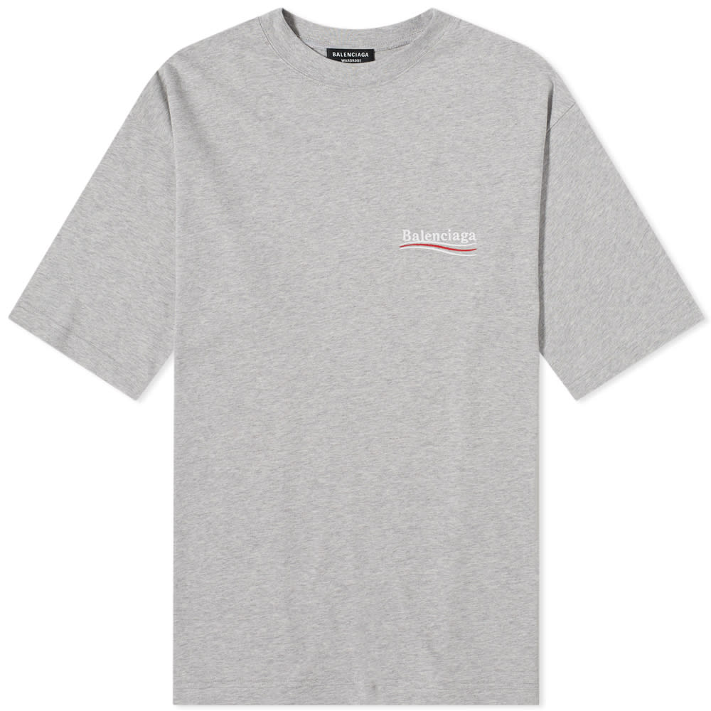 T-shirt Balenciaga Oversized Political Campaign Logo Tee Grå | 641675-TKVJ1-1379, 0