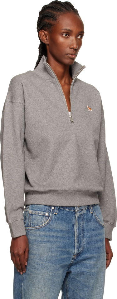 Sweatshirt MAISON KITSUNÉ Maison Kitsuné Half Zip Baby Fox Patch Sweatshirt Grå | PW00308KM0341, 1