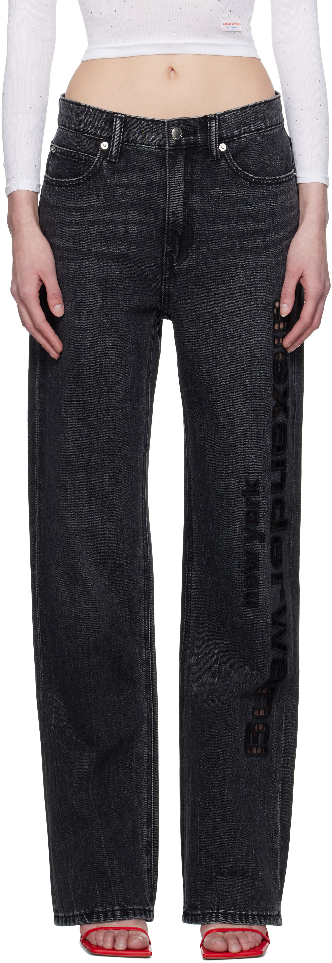 Jeans Alexander Wang Alexander Wang EZ Cut-Out Logo Jeans Sort | 4DC1254691, 0