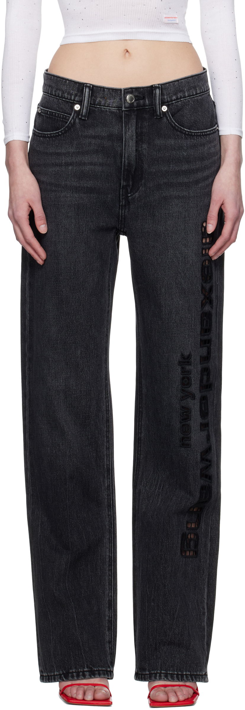 Jeans Alexander Wang Alexander Wang EZ Cut-Out Logo Jeans Sort | 4DC1254691