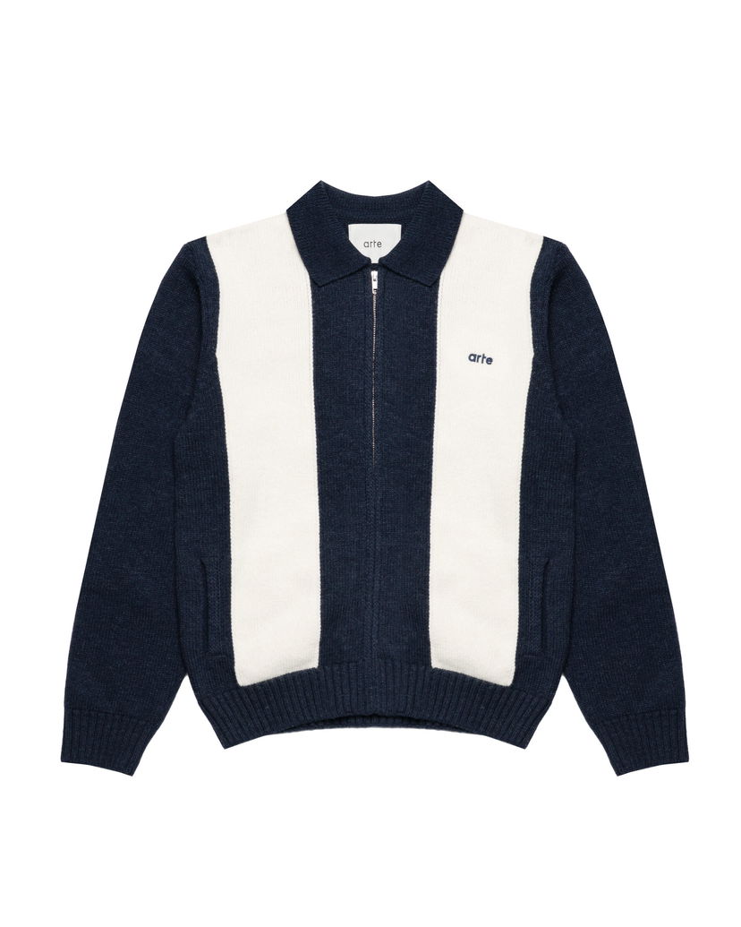 Sweater Arte Antwerp Arte Antwerp Knit Zip Polo Sweater Mørkeblå | AW25-257K-BLW