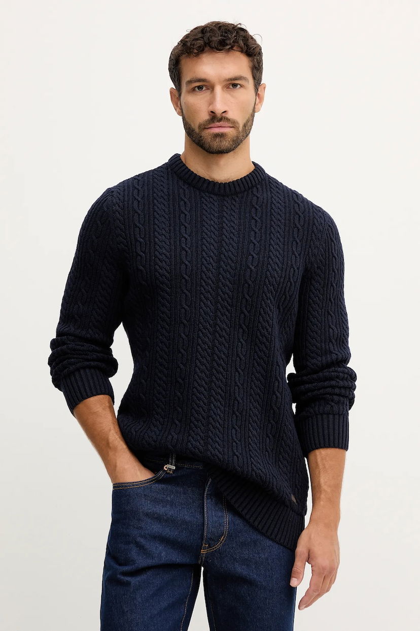 Sweater Barbour Barbour Cable Knit Sweater Mørkeblå | MKN1679