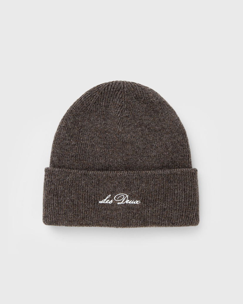 Beanie Les Deux Wayne Embroidered Knit Beanie Brun | 1000673-336