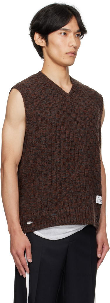 Sweater Maison Margiela MM6 Maison Margiela V-Neck Sweater Vest Brun | SH2FB0026 M13174, 1