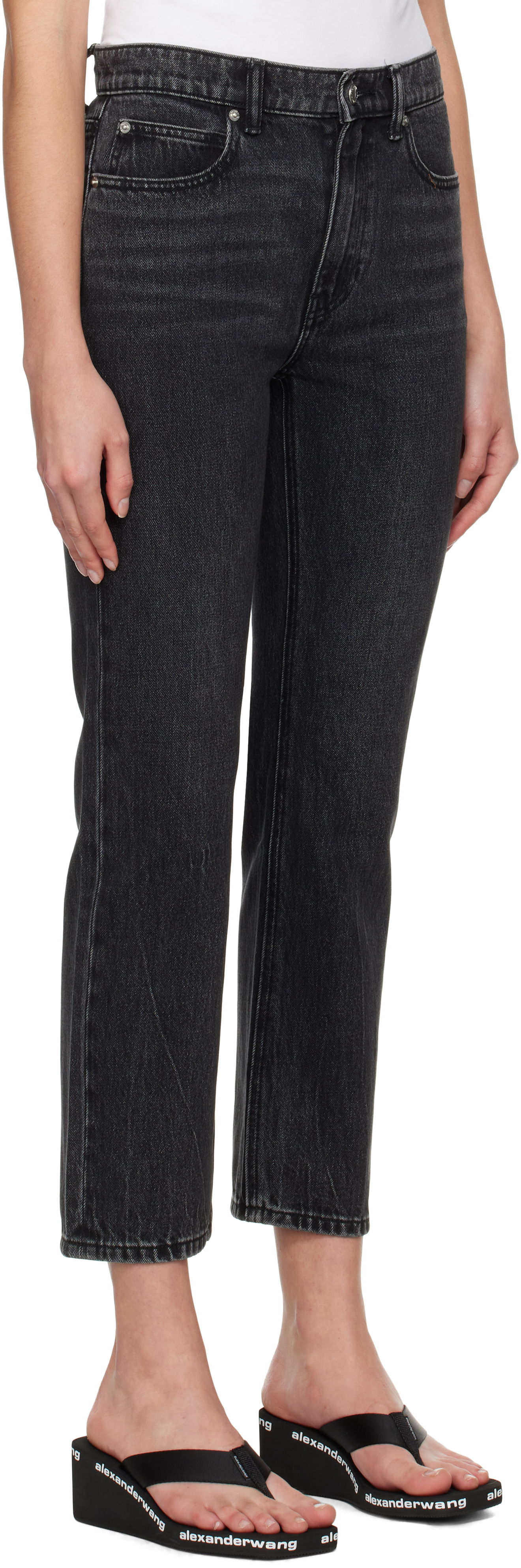 Jeans Alexander Wang OG High-Rise Stovepipe Jeans Sort | 4DC1254607, 1