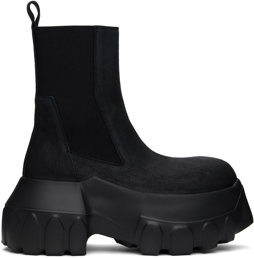 Tøj Rick Owens Rick Owens Hollywood Beatle Mega Tractor Chelsea Boots Sort | RU01E5860 LFB