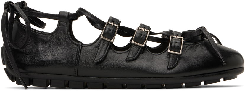 Tøj Simone Rocha Simone Rocha Ghillie Grip Ballerina Flats Sort | BPT2 0777