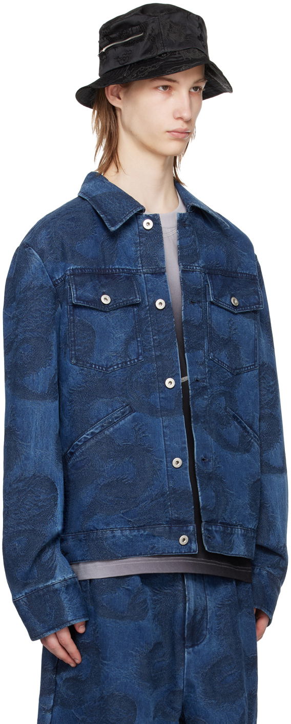 Jakke Feng Chen Wang Feng Chen Wang Dragon Print Denim Jacket Blå | FUS17JK20, 1