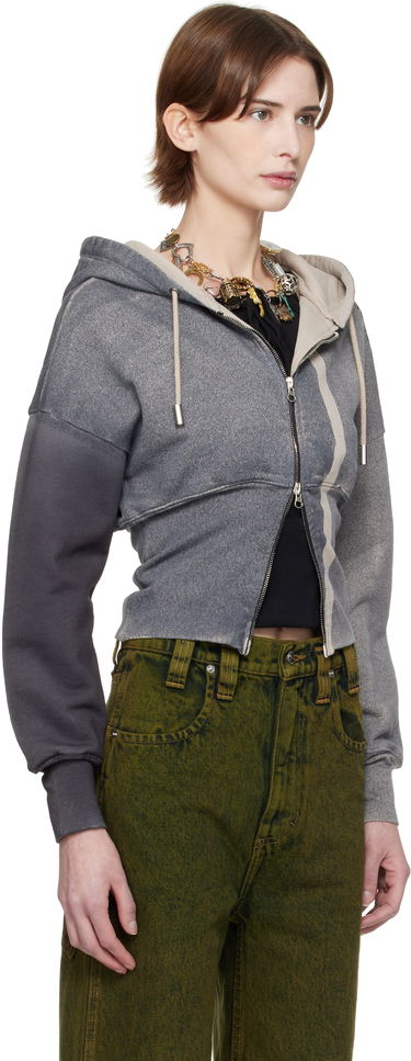 Sweatshirt Eckhaus Latta Eckhaus Latta Snatched Zip-Up Hoodie Grå | 4000-EL-PS25-S -, 1