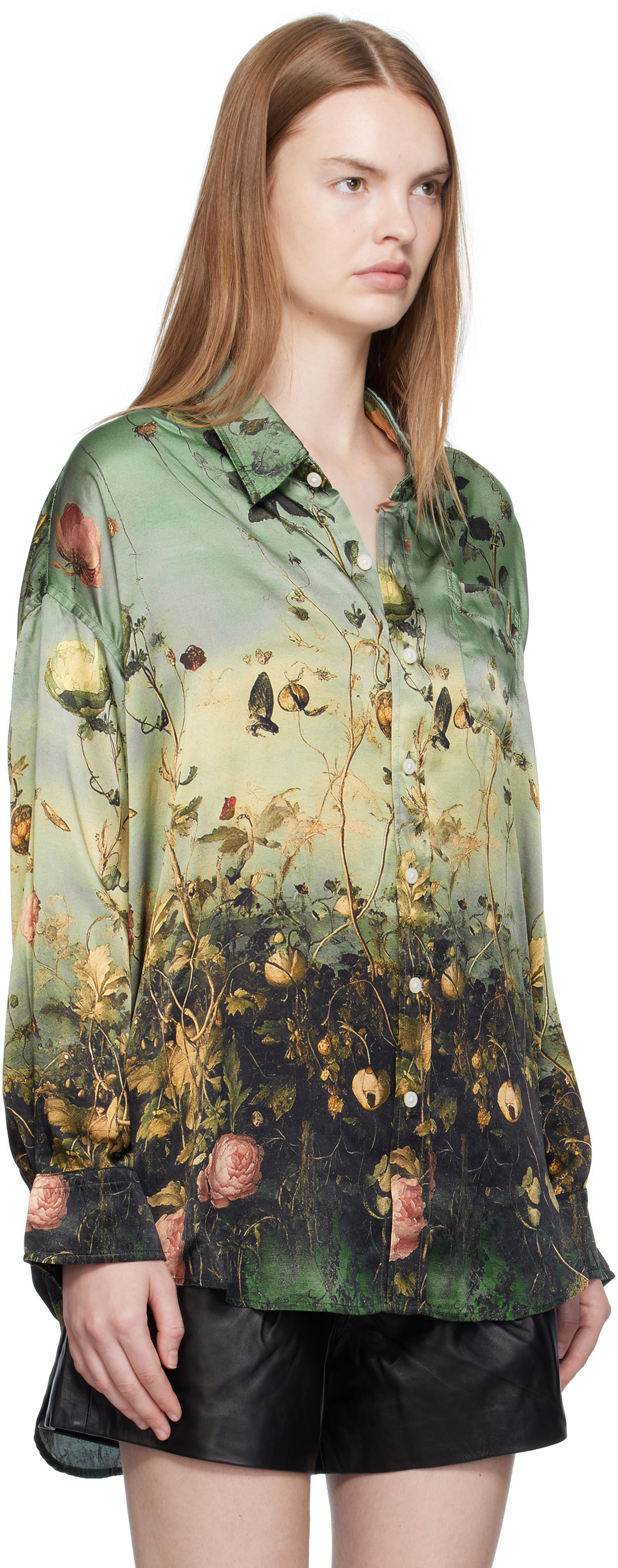 Skjorte R13 R13 Drop Neck Floral Print Shirt Grøn | R13WR004-R584A, 1