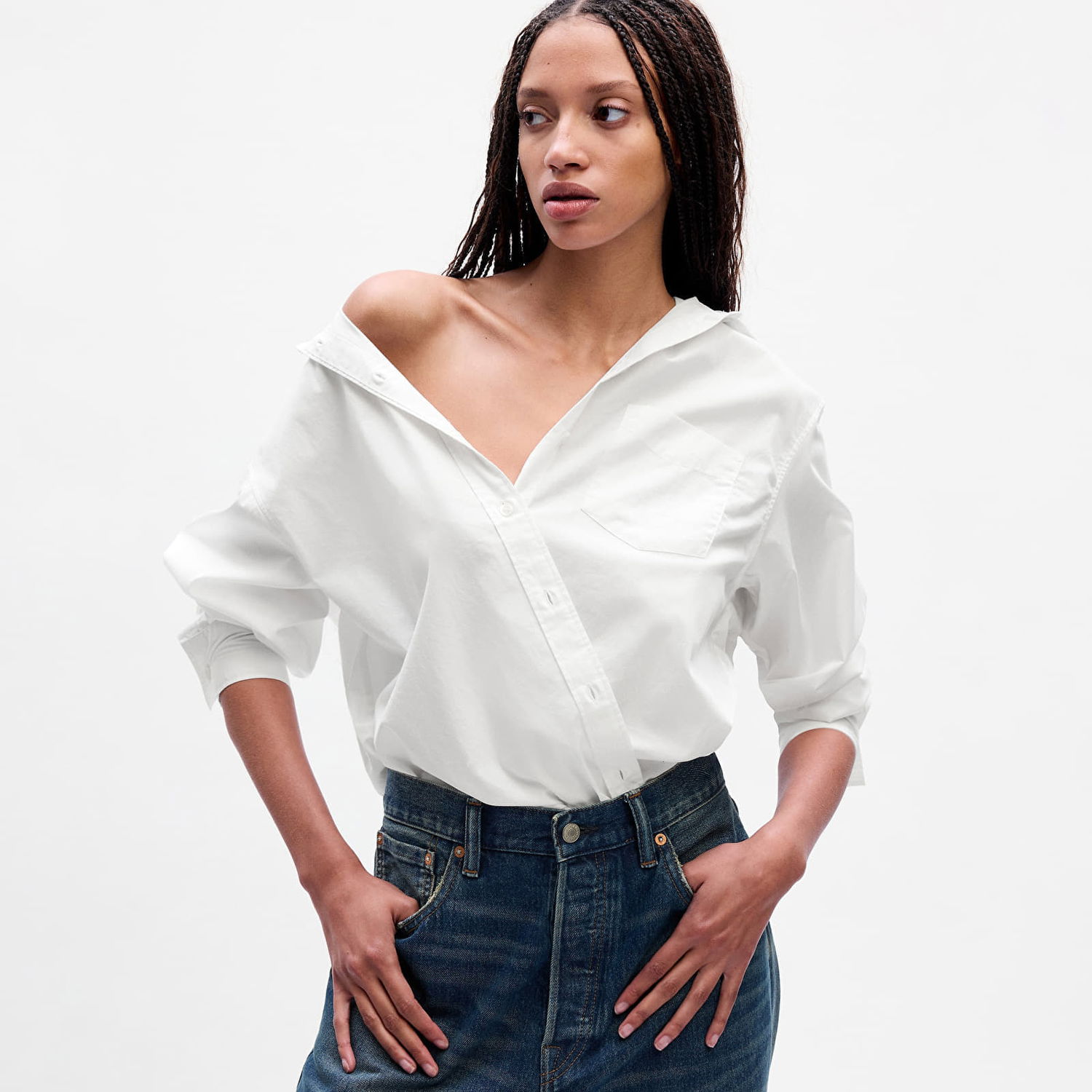 Skjorte GAP The Big Shirt Optic White Hvid | 755814-00, 1
