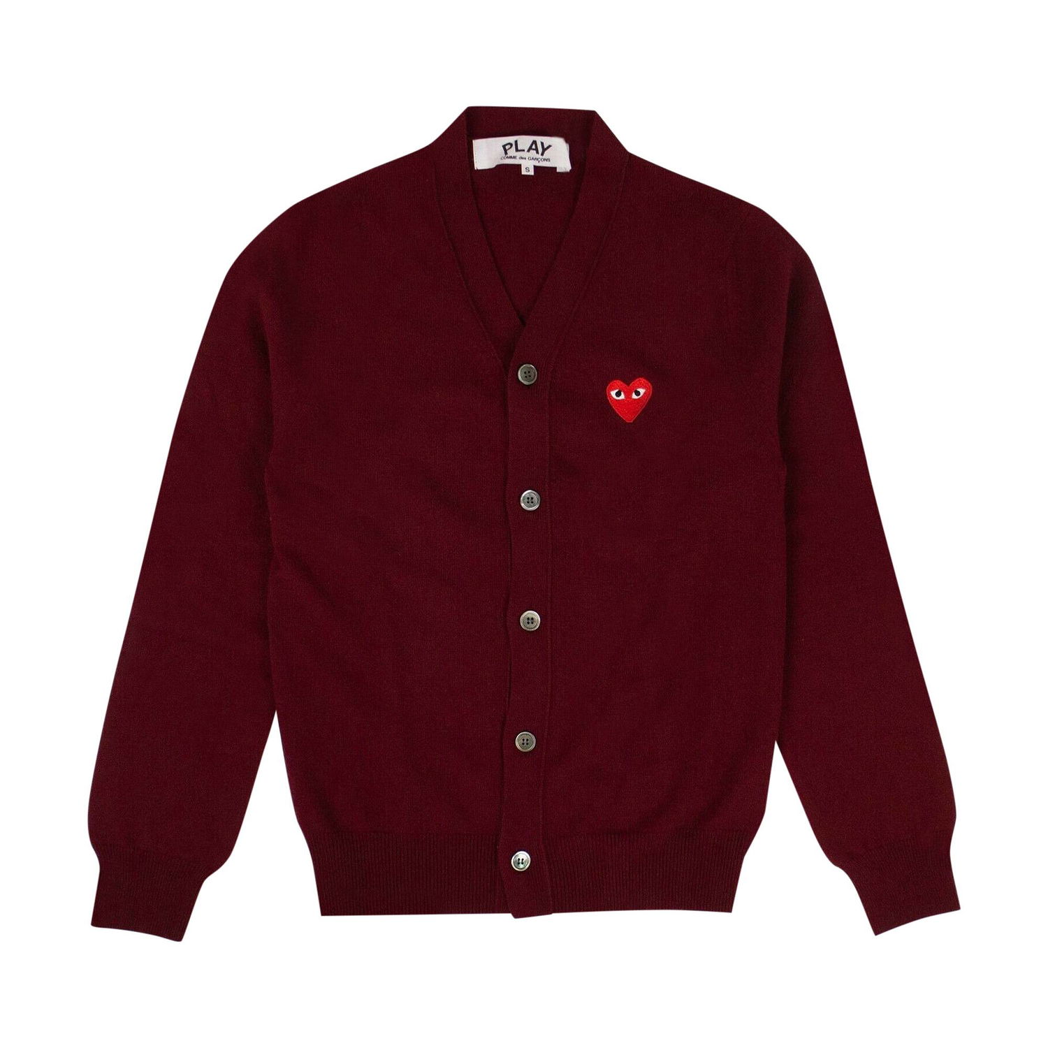 Sweater Comme des Garçons PLAY Heart Wool Cardigan Bourgogne | az n008 051 4, 1
