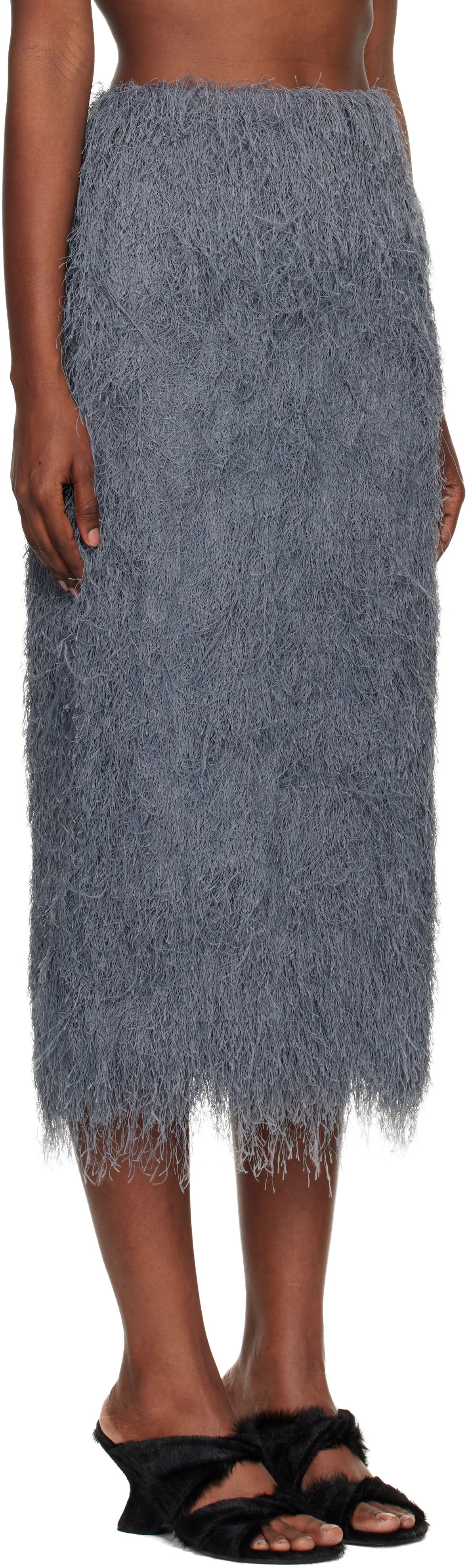 Nederdel Dries Van Noten Dries Van Noten Fringed Midi Skirt Grå | 252-010860-2031, 1
