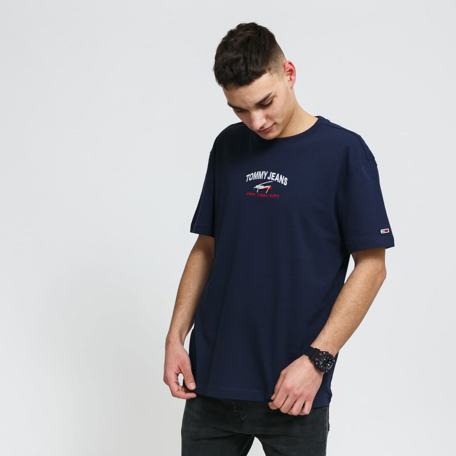 T-shirt Tommy Hilfiger Timeless Tommy Script Tee Mørkeblå | DM0DM10620 C87, 0