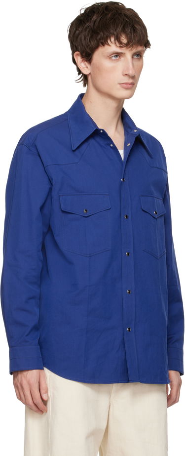 Skjorte LEMAIRE Western Snap-Button Shirt with Contrast Stitching Sort | SH1193 LF1475, 4