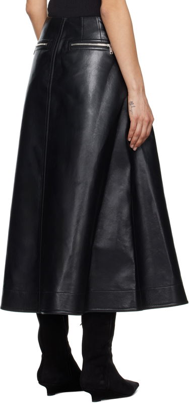 Nederdel Nanushka Nanushka Aleka Regenerated Leather Midi Skirt Sort | NW25RSSK13899, 2