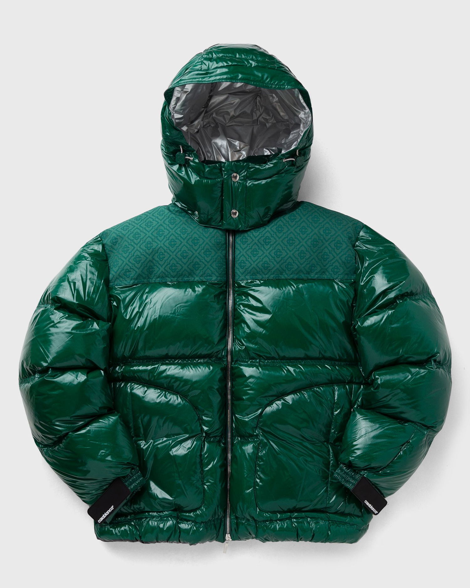 Puffer jakke Casablanca Shiny Hooded Puffer Jacket Grøn | MPF25-OT-197-01, 0