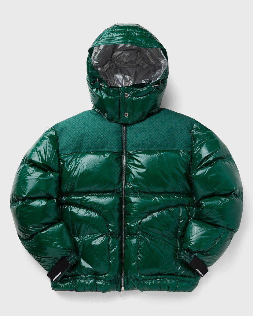 Puffer jakke Casablanca Shiny Hooded Puffer Jacket Grøn | MPF25-OT-197-01