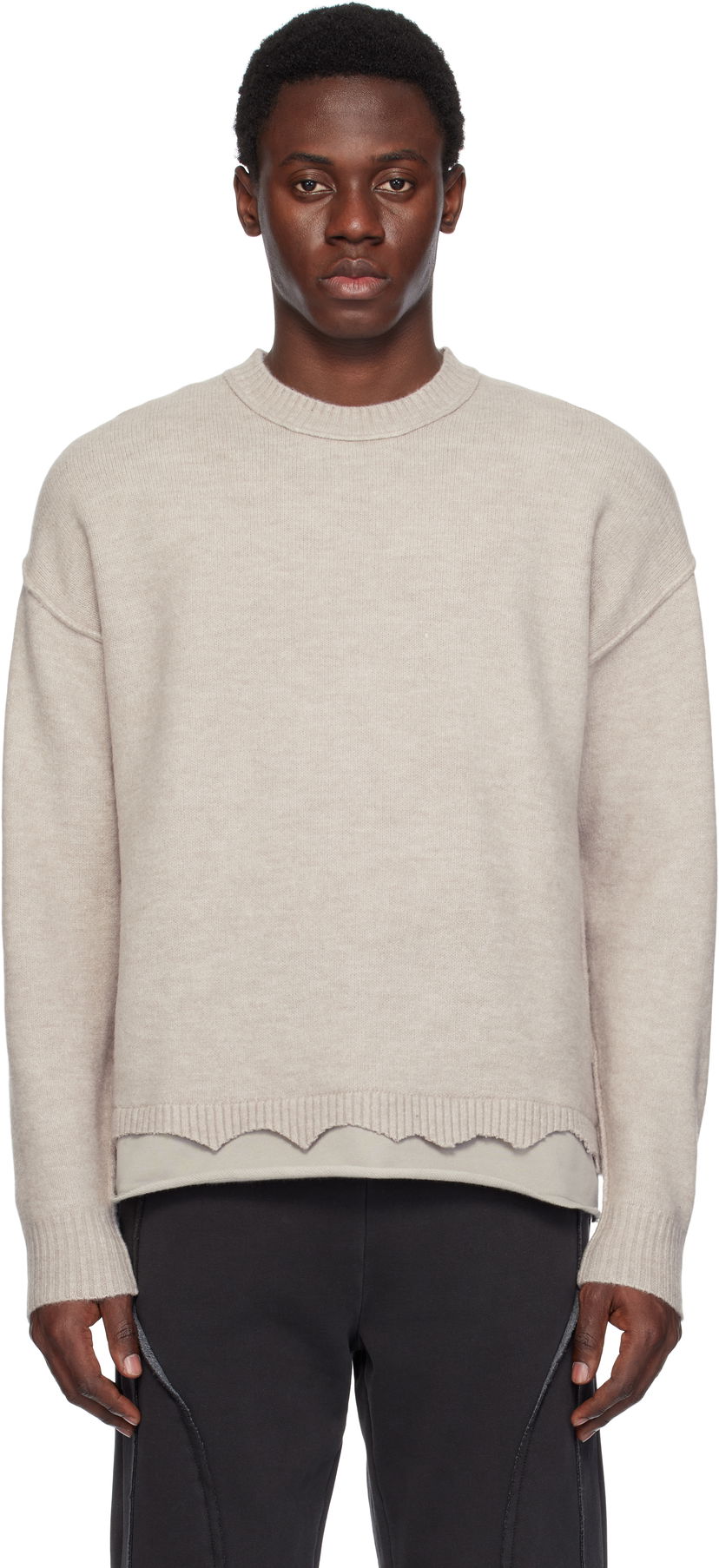 Sweater izzue Izzue Layered Sweater Beige | IZXKNN4123W4NBGT