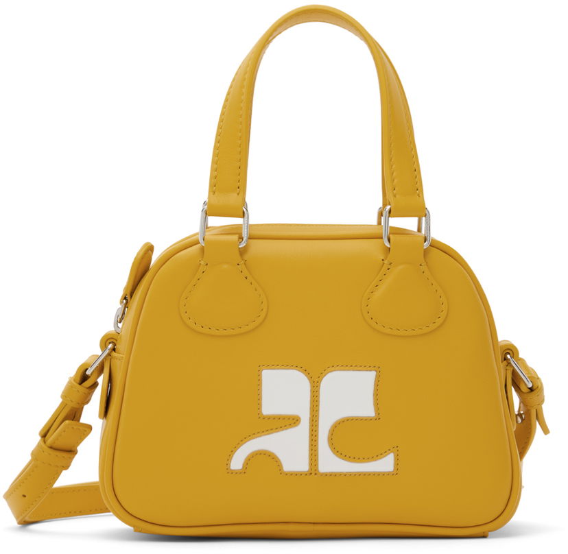 Håndtaske Courrèges Mini Leather Bowling Bag Gul | 124GSA083CR0027