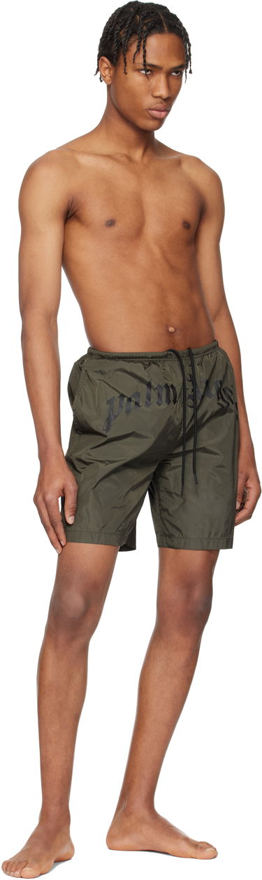 Badetøj Palm Angels Palm Angels Curved Logo Swim Shorts Grøn | PMFD018S25FAB0015610, 3