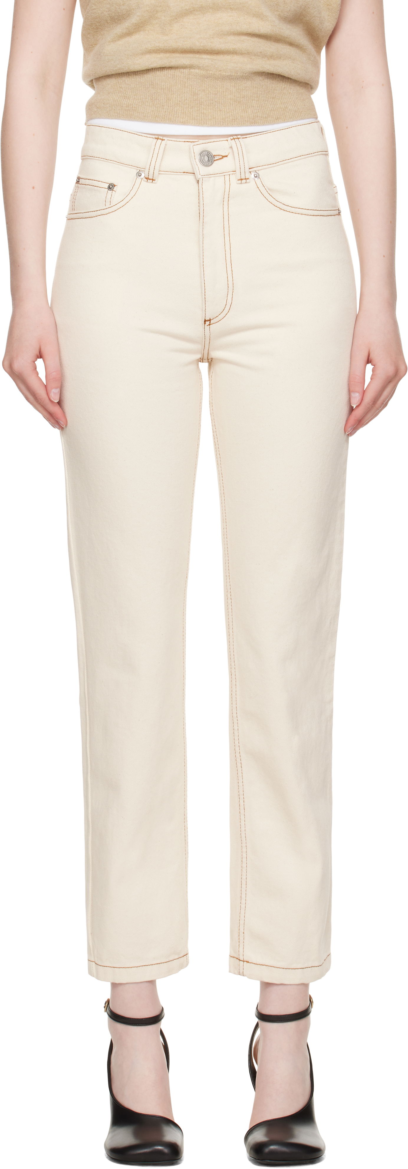 Jeans AMI AMI Paris Classic Fit Jeans Beige | FTR031.DE0039, 0