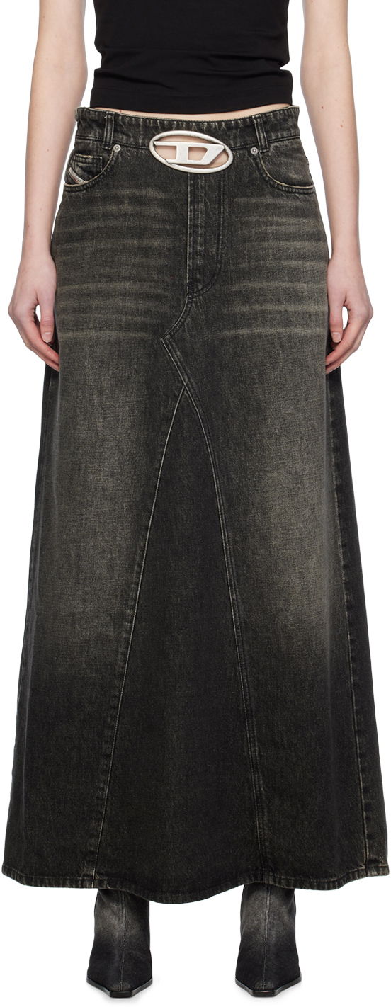 Nederdel Diesel De-Pago-S3 Denim Maxi Skirt Sort | A13149 0JGAE, 0