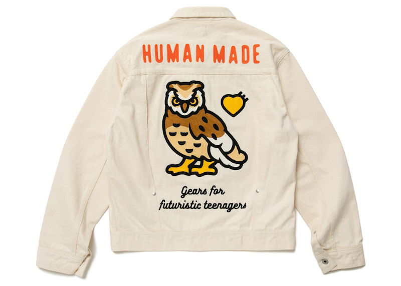 Bomberjakke Human Made Work Jacket With Owl Print Beige | HM25JK021
