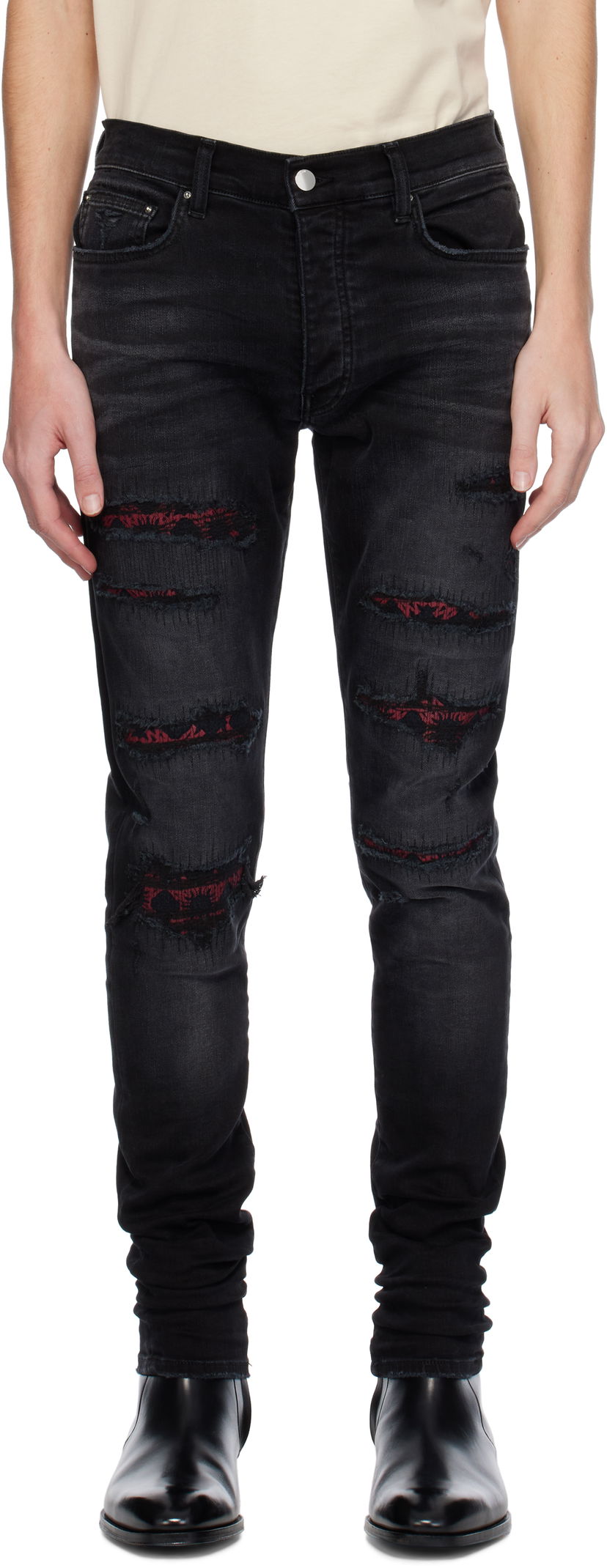 Jeans AMIRI Quad Repaired Skinny Jeans Sort | AMDNSY1100