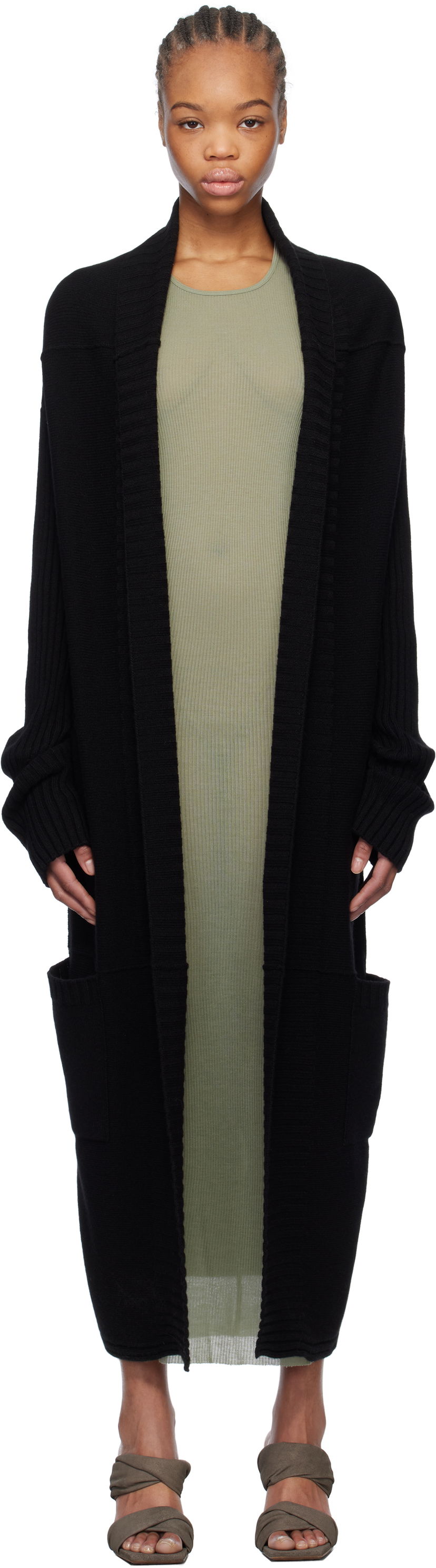 Sweater Rick Owens Rick Owens Hollywood Dafne Robe Cardigan Sort | RP01E7667 KLWS