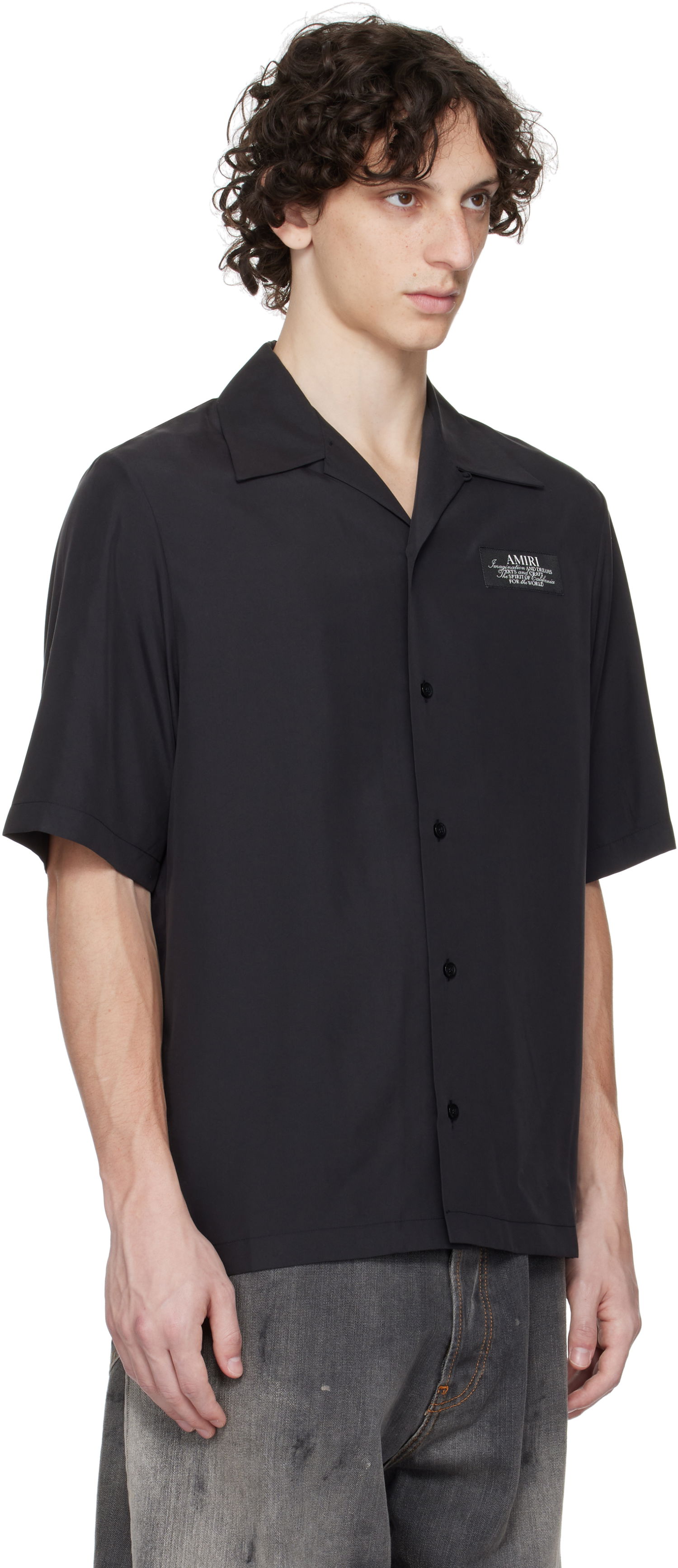 Skjorte AMIRI Amiri 'Amiri Spirit' Bowling Shirt Sort | AMSTCA1148, 1