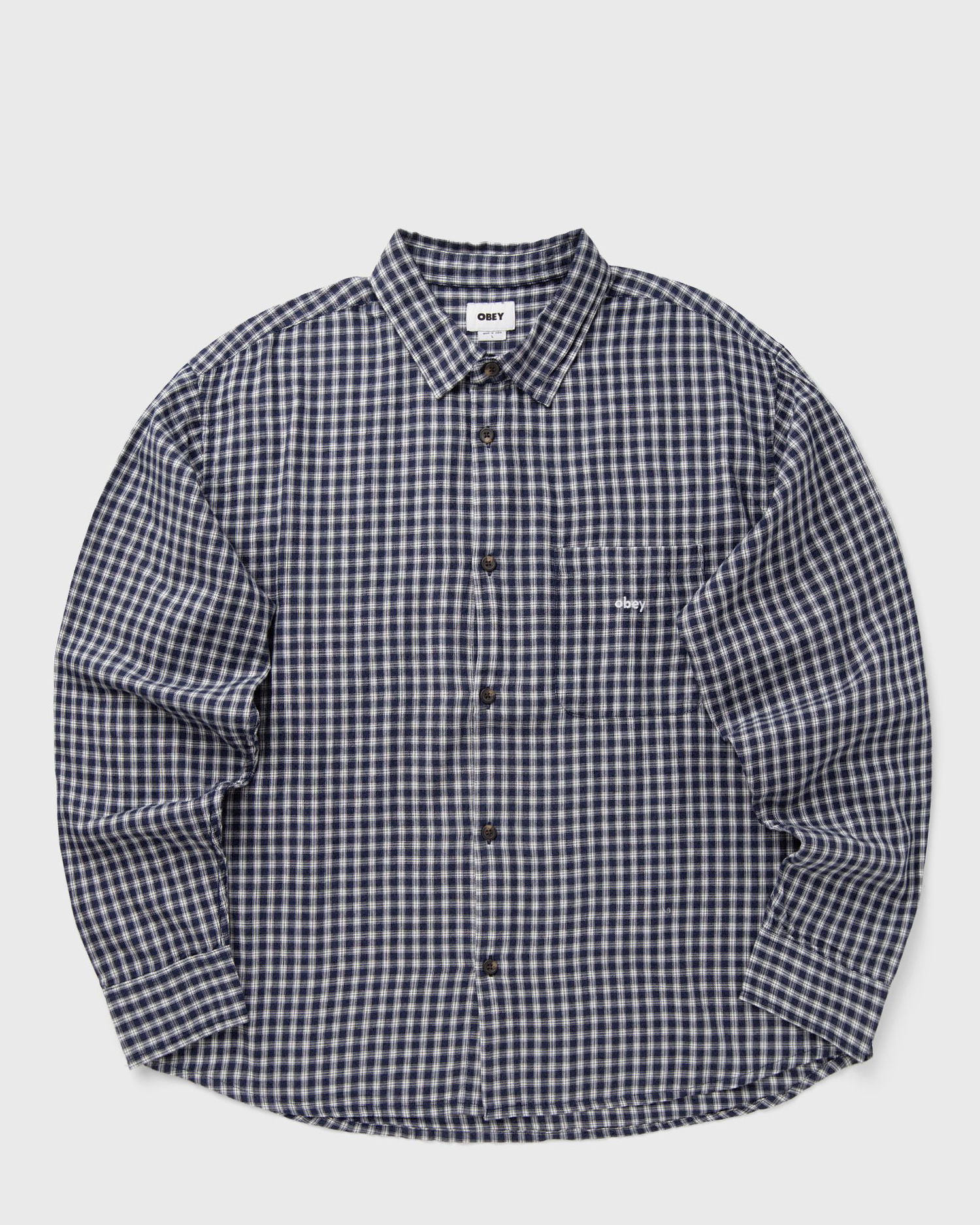 Skjorte OBEY Bigwig Andy Woven Shirt Mørkeblå | 181200413-ANV, 0
