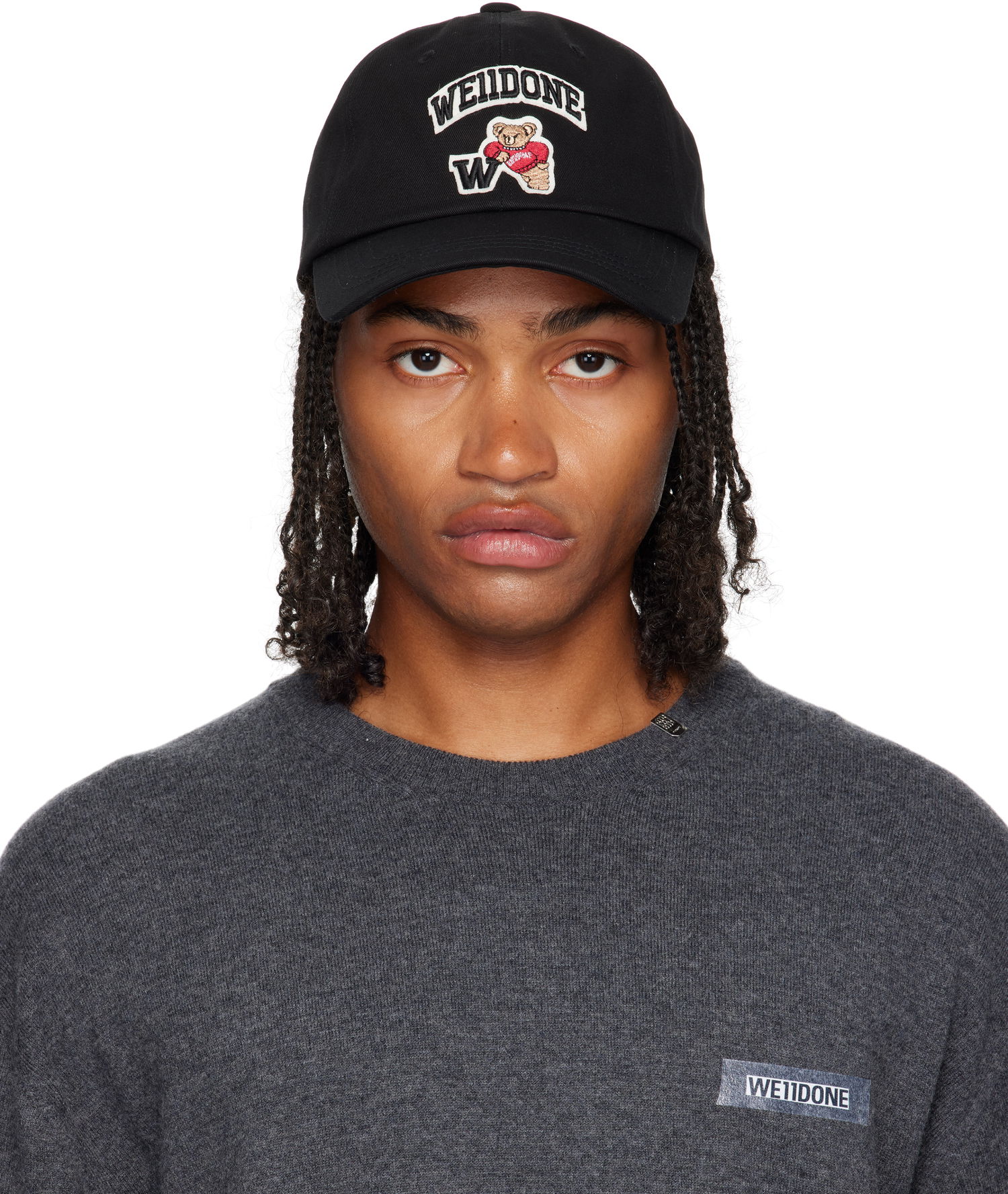 Kasket We11done We11done Varsity Logo Baseball Cap Sort | WD-AH2-25-405-U-BK, 0