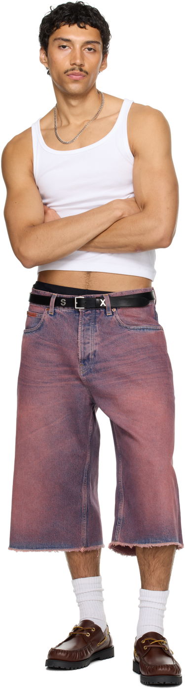 Shorts Martine Rose Martine Rose Frayed Denim Shorts Lyserød | 247WD06115, 4