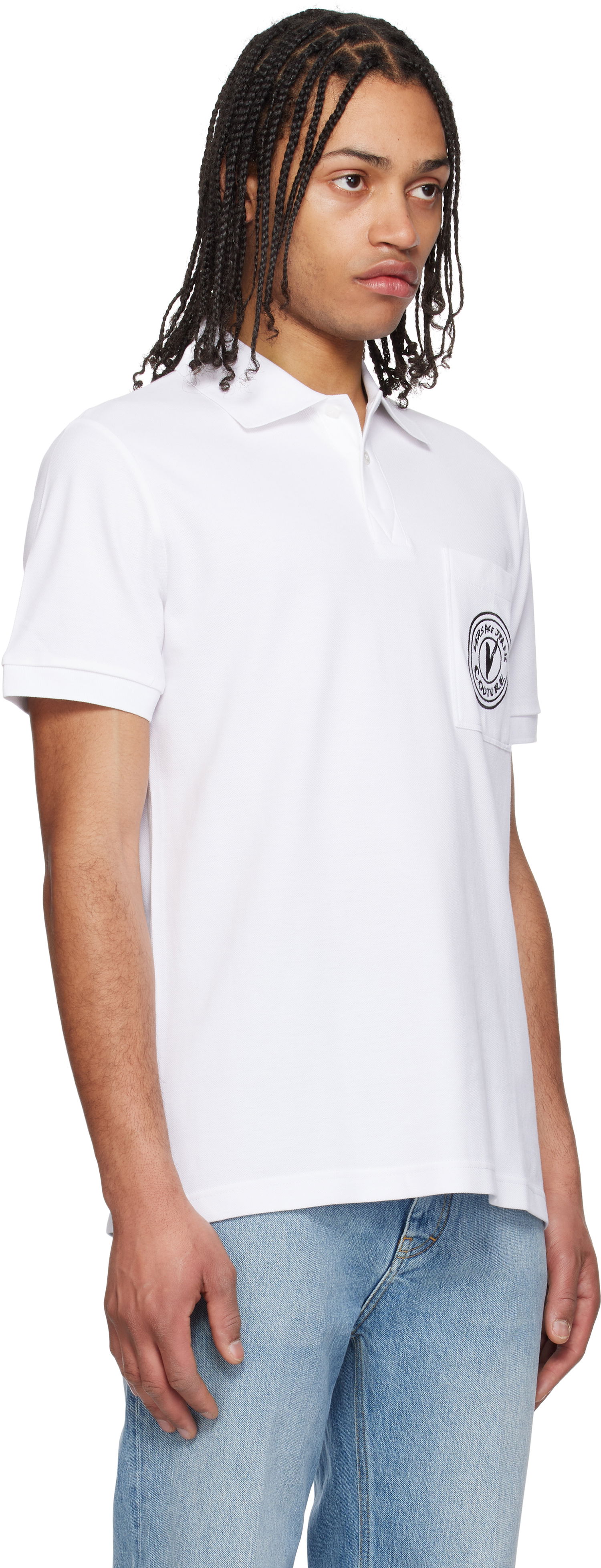 Polo skjorte Versace Embroidered Logo Polo by Versace Jeans Couture Hvid | E78GAGT01_ECJ01T, 1