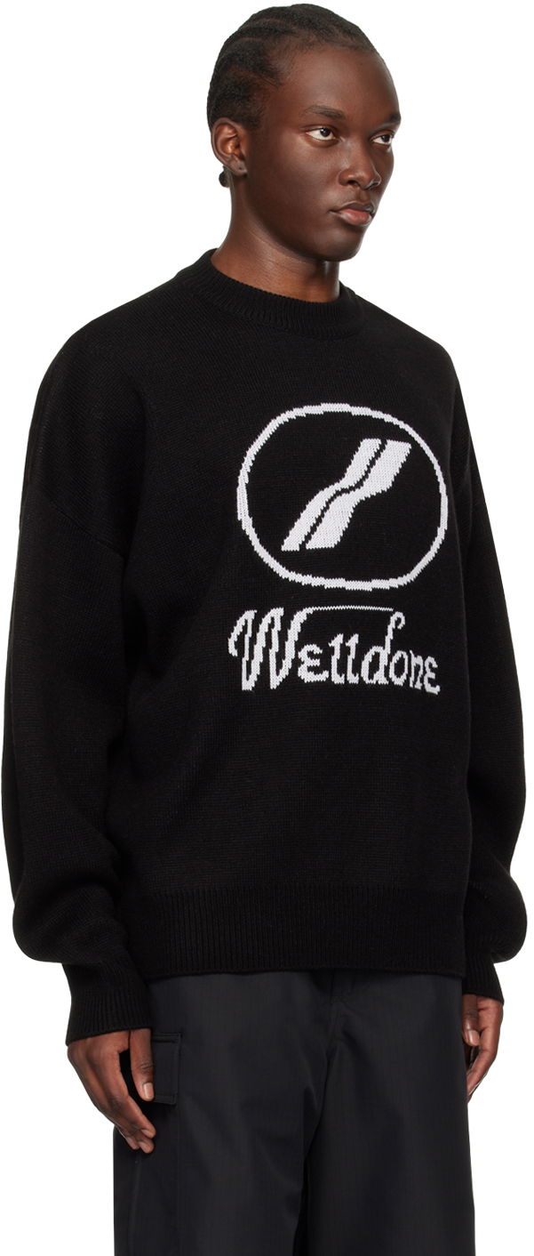 Sweater We11done Designer Logo Jacquard Sweater Sort | WD-KO8-20-507-U-BK, 1