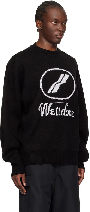 Sweater We11done Designer Logo Jacquard Sweater Sort | WD-KO8-20-507-U-BK, 1