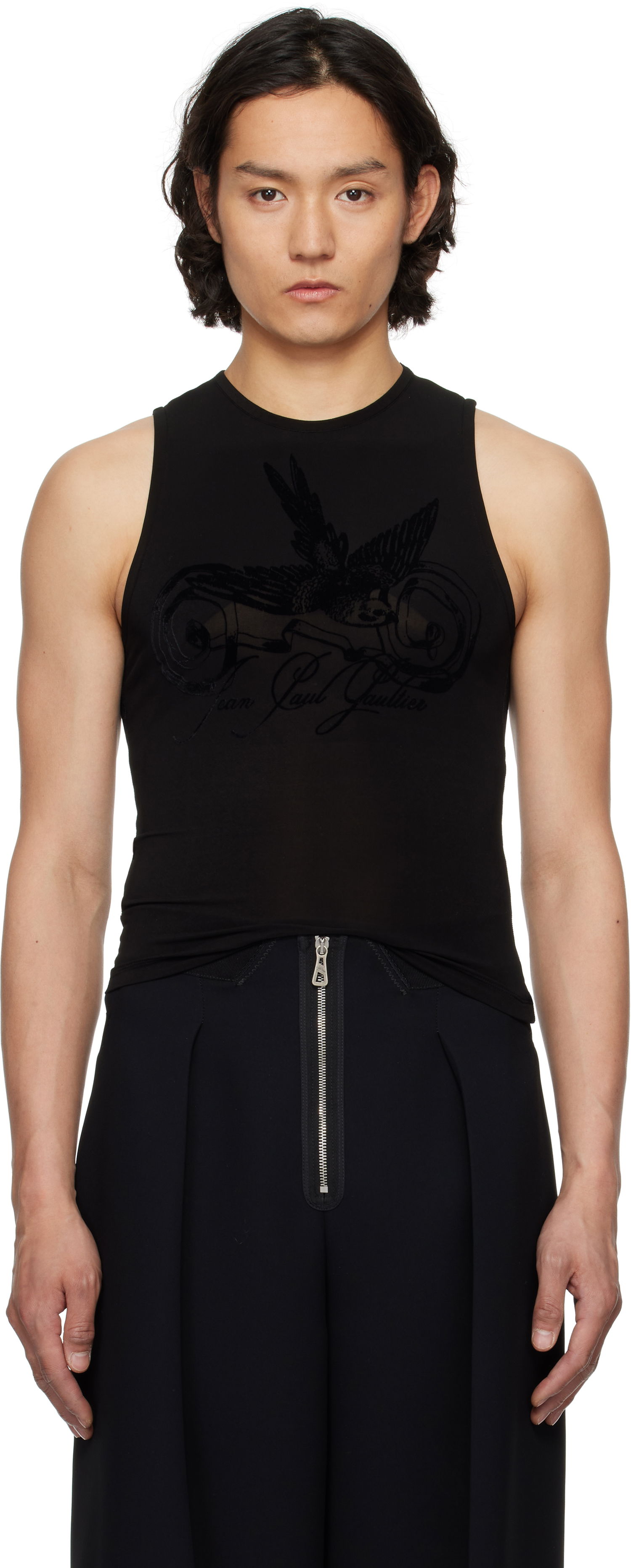 Tanktop Jean Paul Gaultier Jean Paul Gaultier Flock Tattoo Tank Top Sort | 25/34-F-DB055I-J082-00, 0