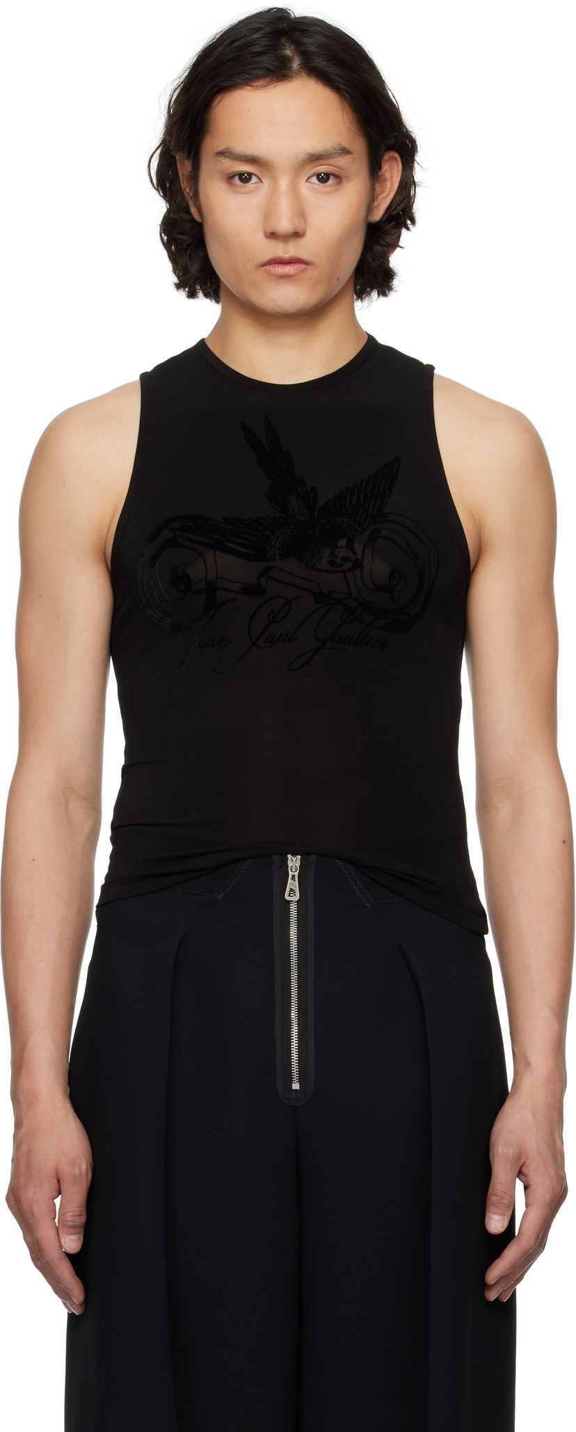 Tanktop Jean Paul Gaultier Jean Paul Gaultier Flock Tattoo Tank Top Sort | 25/34-F-DB055I-J082-00