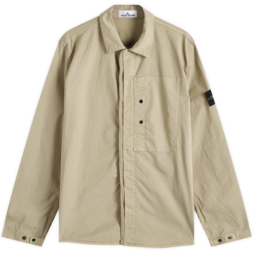 Skjorte Stone Island Stone Island Supima Cotton Twill Stretch-TC Button Shirt Jacket Beige | K1S151200033-V009A