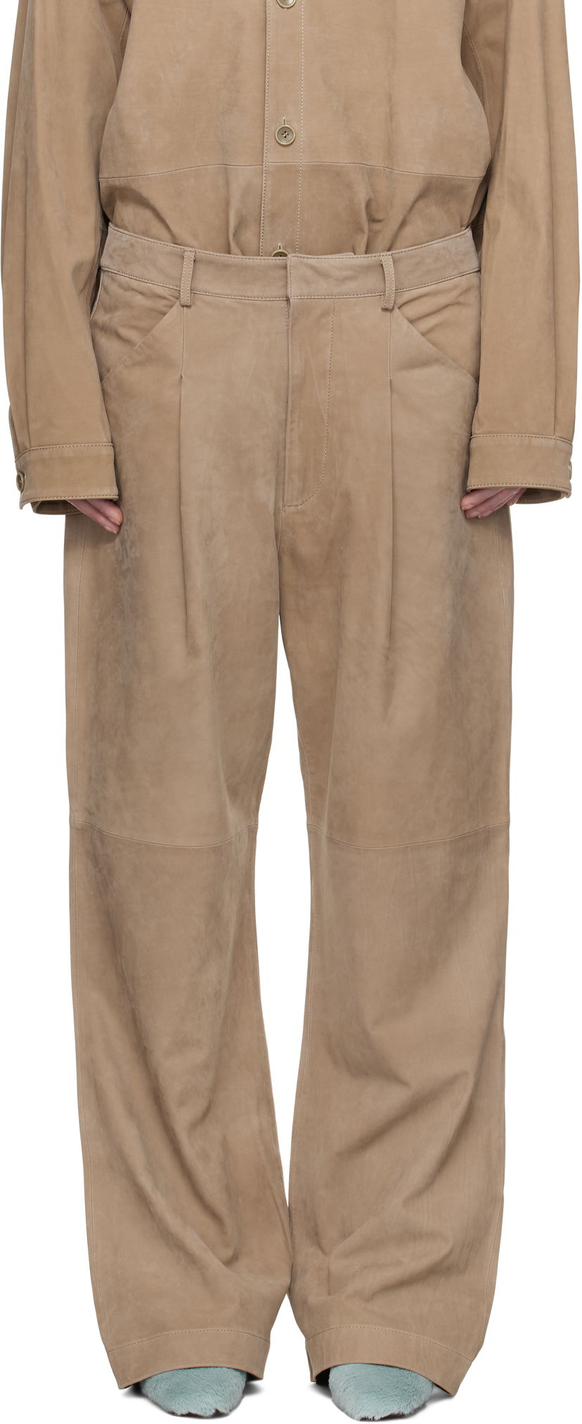 Bukser Entire Studios Entire Studios DC Suede Trousers Beige | ES2668SS