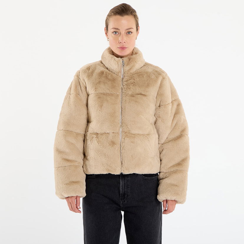 Puffer jakke Urban Classics Short Faux Fur Puffer Jacket Beige | TB7935-04732