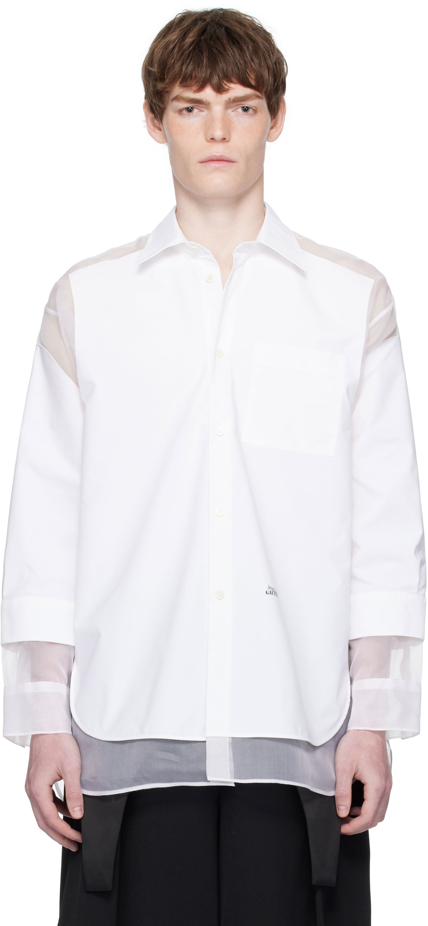 Skjorte Jean Paul Gaultier Jean Paul Gaultier 'The Petit Grand' Double Layered Shirt Hvid | 25/03-U-ST035-C075-01, 0